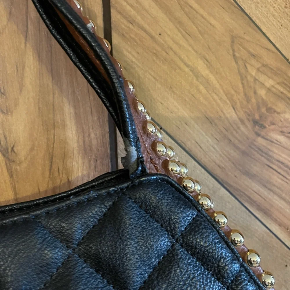 Big Buddha Grayson Black Quilted Faux Leather Hobo Bag